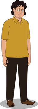 2D Cartoon Indian Man Standing in Casual Shirt and Pants Vector Illustration