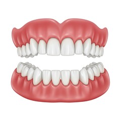 Obraz premium Full set of human teeth, dentures, dental care, healthy smile, mouth, white