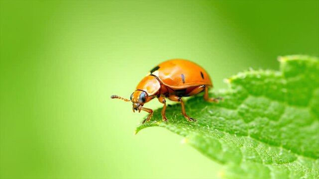 Ladybug on green leaf close-up macro photography vibrant nature insect detail