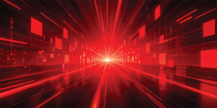 An abstract red digital background featuring a bright laser pattern and motion blur texture for a high-energy technology wallpaper design