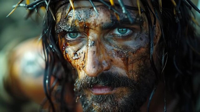 Face of Jesus in a crown of thorns