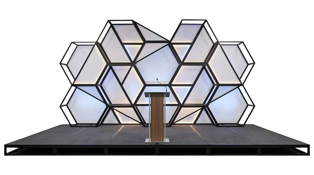 Modern hexagonal honeycomb stage design for business presentation