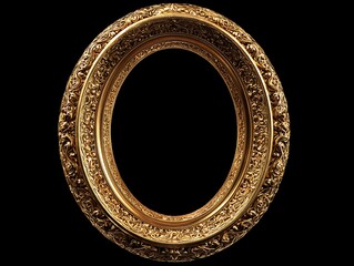 Golden decorative oval frame high resolution photo