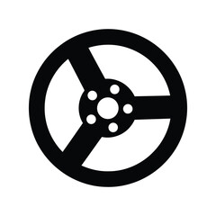 Obraz premium Car wheel silhoutte vector icon isolated on white, automotive rim black graphic illustration