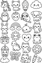 Fototapeta premium Set of 20 cute cartoon icons vector