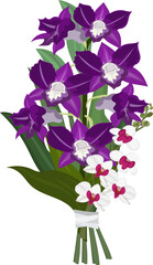 Obraz premium Purple Violet Thai Orchid Bouquet Floral Vector Illustration