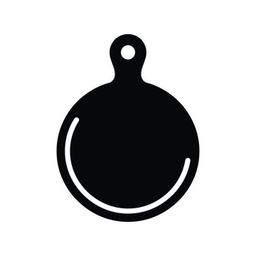 Round cutting board silhoutte vector icon, black kitchen utensil isolated illustration