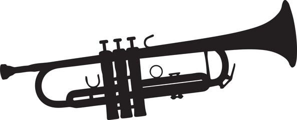 Trumpet silhouette, vector illustration, musical instrument line art icon