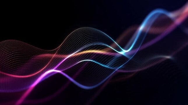 Vibrant colorful waves of light flow dynamically in modern abstract animation