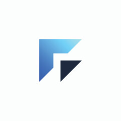 Abstract geometric logo design with blue and black color scheme.