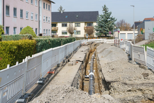 Baustelle f&uuml;r eine neue Fernw&auml;rmeleitung