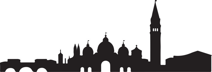 Venice skyline with gondolas and rialto bridge silhouette travel destination © AB Basir