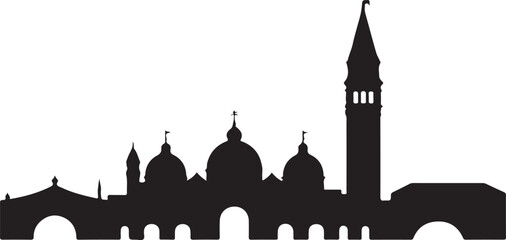 Venice skyline with gondolas and rialto bridge silhouette travel destination © AB Basir