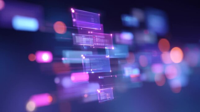 Futuristic control center interface displaying AI agents with vibrant holographic elements and dynamic data streams in a visually engaging digital environment