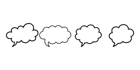 Fototapeta premium Four cartoon speech bubble icons for comic or dialogue illustration on white background