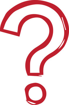 A large red question mark symbol on a white background