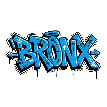 Bronx Graffiti Style Typography with Arrows and Halo.