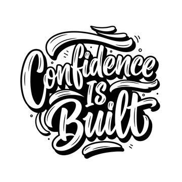 Confidence is Built motivational quote in bold script lettering.