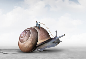 Slow Healthcare Services representing delays in the health care system, such as long wait times administrative bottlenecks limited capacity and slow access to medical services as a medicine metaphor w