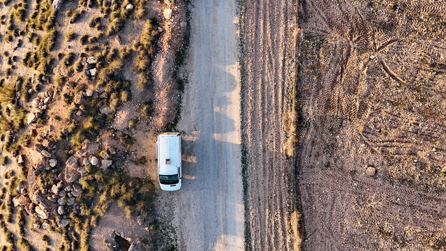 vanlifers, spot vanlife, aerial view road