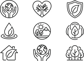 Obraz premium Eco friendly sustainable living icons set