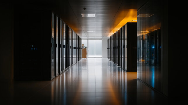 Futuristic Data Center Server Corridor