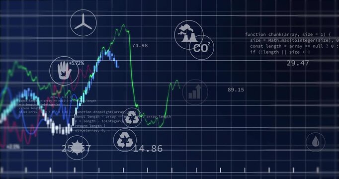 Live data arriving, chart plotting 3 traces, highlighting icons, updating metrics for analysis