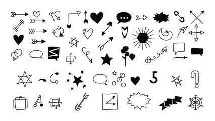 A collection of various black symbols and icons