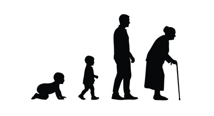 A striking silhouette depicts the stages of human life from infancy to old age showing growth and progression © ArtBySalea07