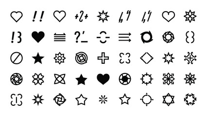 A collection of various mathematical and symbolic icons