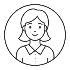 Fototapeta premium Simple line drawing of a woman s face inside a circular frame