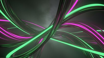 Obraz premium Abstract neon wires glowing in dark room