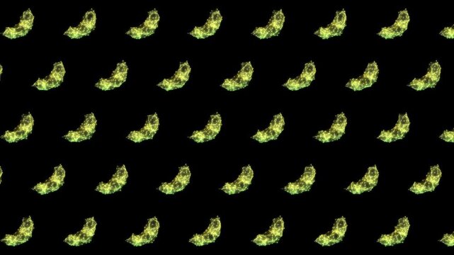 Geometric Melon Pattern on Dark Background, Animated Abstract Yellow Green Fruit Motion Graphics Seamless Loop, 4K