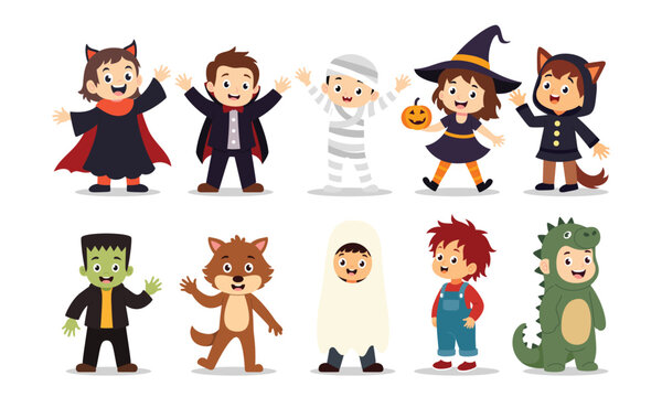 Halloween monster vector graphic illustration set