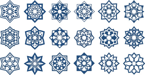 Set of Islamic Geometric Ornaments and Arabesque Mandalas for Decoration