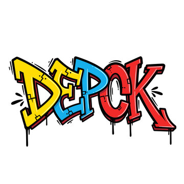 Colorful Graffiti Art Word Depok Bold Typography.
