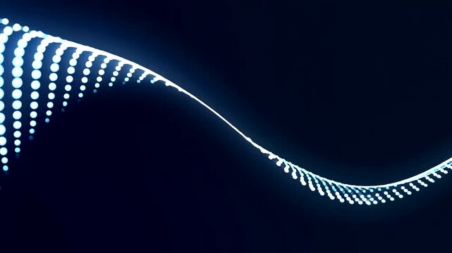 Glowing white dots forming a wavy line on dark blue background.