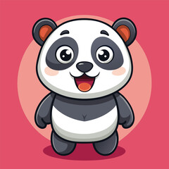 Obraz premium Happy Smiling Panda Cartoon Character Vector Illustration