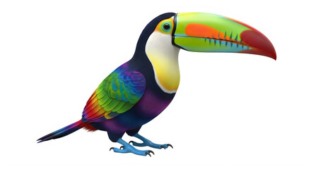 Obraz premium Vibrantly colored toucan perched gracefully on a simple surface