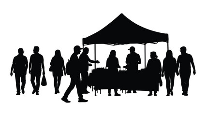 A group of people gathered around a table under a tent © SILHUETTECHEMBER