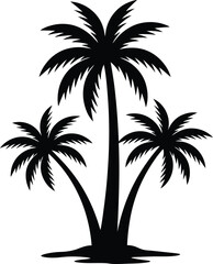 Obraz premium Black palm tree silhouettes on white background palm trees tropical plants