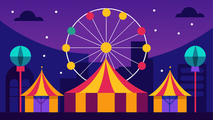 Ferris wheel and tents at night carnival © ruposhi