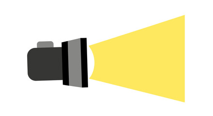 Flashlight emitting a bright yellow beam of light