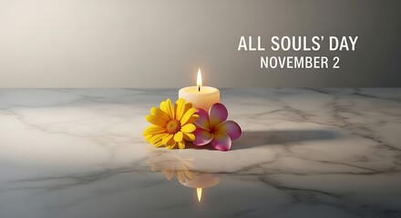 All Souls Day Memorial Candle Flower