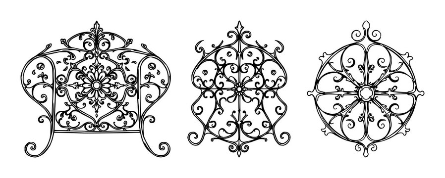Pizzelle iron set with black line art and ornate pizzelle iron pattern featuring illustration, design, iconography with pastry and dessert