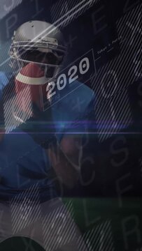 Vertical video: Pro securing incoming ball for possession, years matrix overlay sports broadcast
