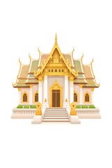 Traditional Thai temple architecture illustration representing cultural aspects of Songkran festival.