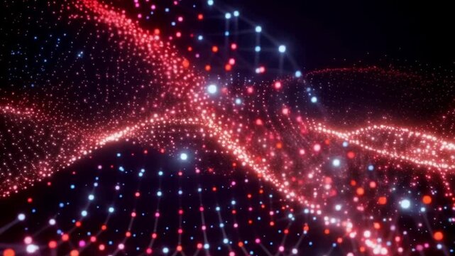 A stunning video of vibrant pink and blue lights swirling in space
