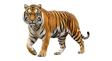 Obraz premium Majestic Bengal Tiger Standing Isolated on PNG, on transparent background