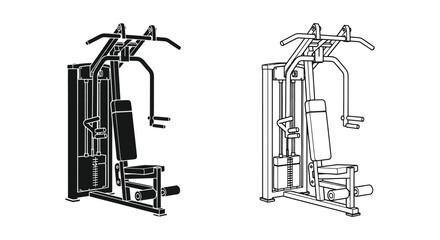 Two views of a weight machine depicted in a striking silhouette © Rina